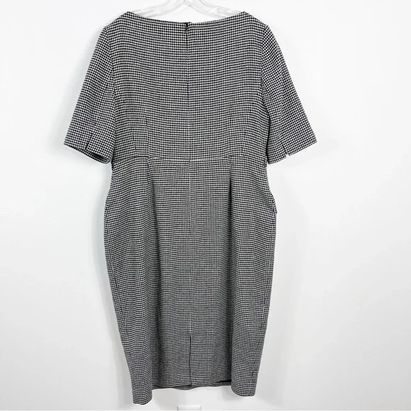L.K. Bennett Nina Houndstooth Heart Midi Dress Size 14 Two Tone Black White - Picture 7 of 11